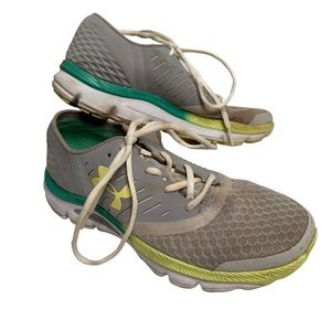 Under Armour SpeedForm Intake 2 Sneakers Gray Teal Neon Green Women's Size 9